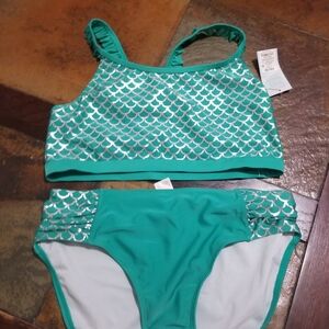 Girls Cat & Jack Mermaid Scale Swim Set Xxl 18